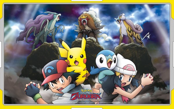 Anime Pokémon: Zoroark: Master of Illusions Pokémon Raikou Entei Suicune Pikachu Piplup Ash Ketchum Dawn HD Wallpaper | Background Image