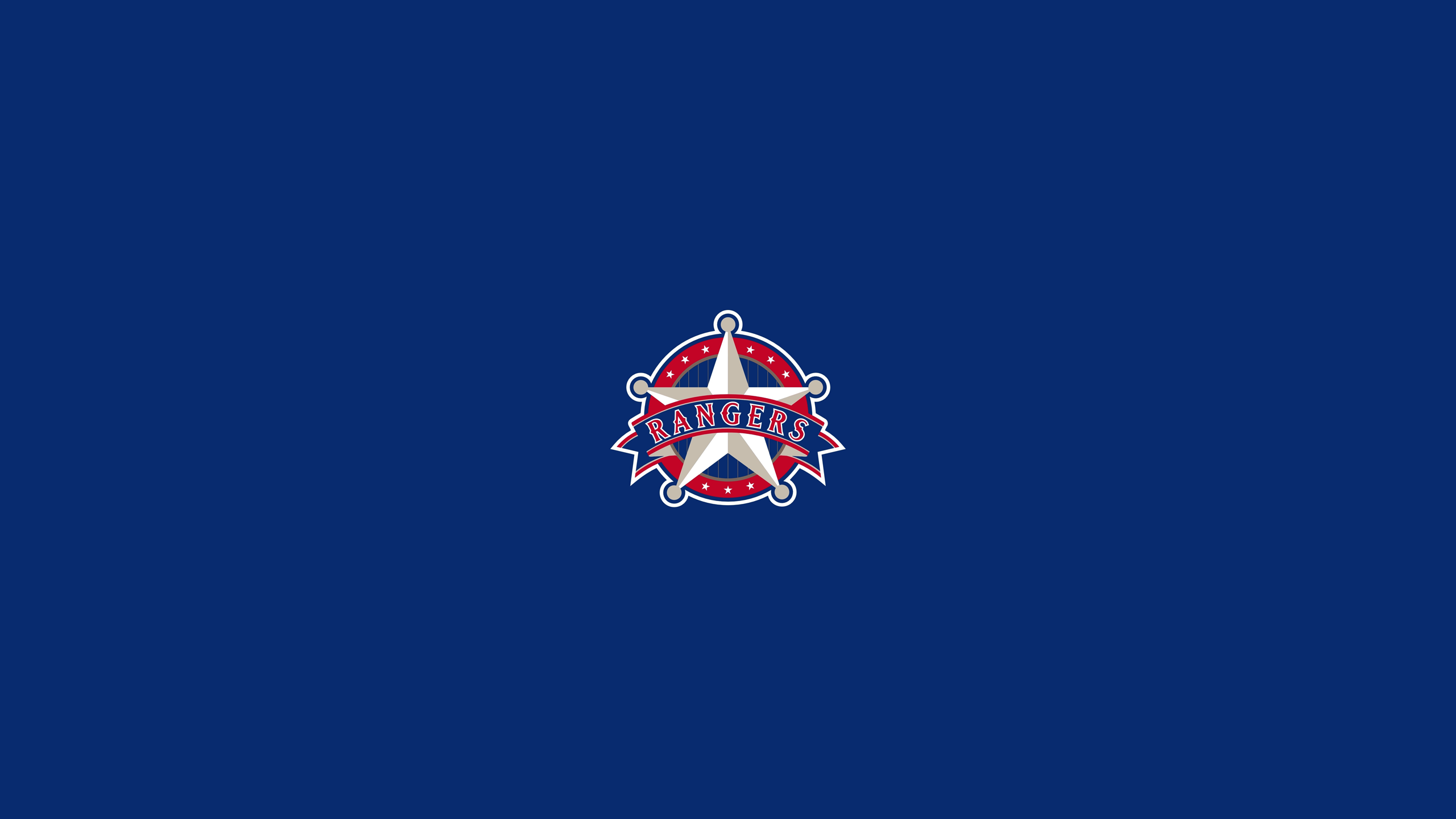 HD desktop wallpaper featuring the Texas Rangers logo on a blue background.