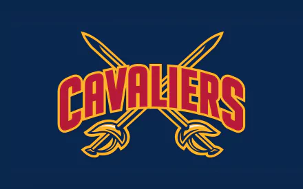 HD desktop wallpaper featuring the Cleveland Cavaliers logo with crossed swords on a navy background.