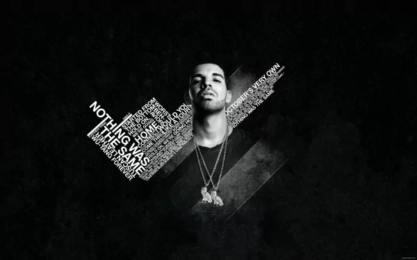 HD desktop wallpaper of Drake with the text Nothing Was the Same across the image in stylized lettering on a dark background.