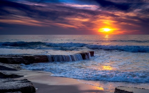 Earth Sunset Ocean Sea Horizon HD Wallpaper | Background Image