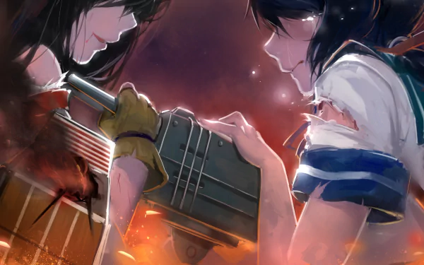 crying fire Akagi (Kancolle) Fubuki (Kancolle) Anime Kantai Collection HD Desktop Wallpaper | Background Image