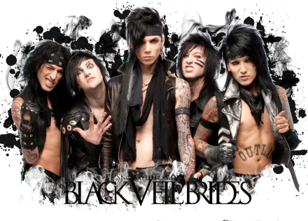 HD wallpaper of Black Veil Brides with members in edgy attire against a grunge-style backdrop.