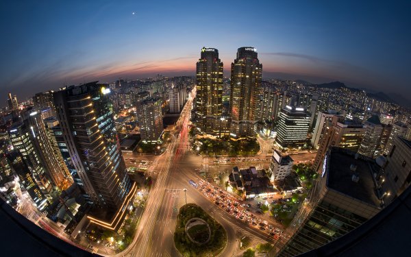 Man Made Seoul Cities South Korea Building Night City Skyscraper Time-Lapse HD Wallpaper | Background Image