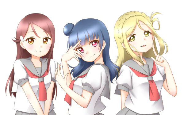 Mari Ohara Yoshiko Tsushima Riko Sakurauchi Anime Love Live! Sunshine!! HD Desktop Wallpaper | Background Image