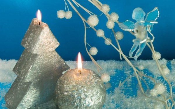 Photography Candle Christmas Silver Blue HD Wallpaper | Background Image