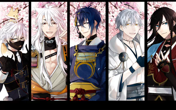 Tsurumaru Kuninaga Nakigitsune (Touken Ranbu) Mikazuki Munechika Kogitsunemaru (Touken Ranbu) Izumi no Kami Kanesada Anime Touken Ranbu HD Desktop Wallpaper | Background Image