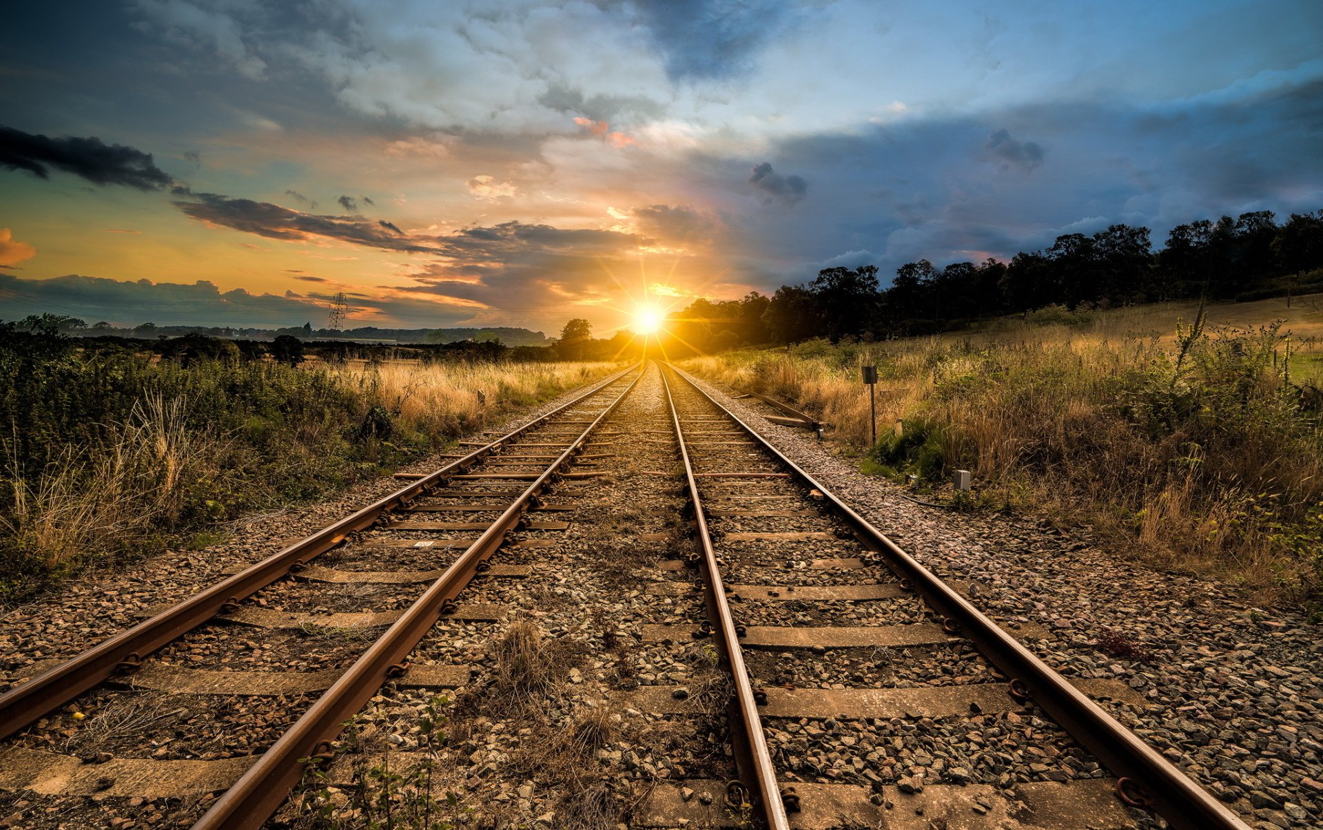 Download Sun Sunrise Man Made Railroad HD Wallpaper | 2047x1285 ...