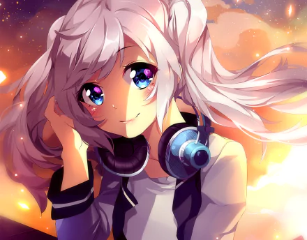 Anime headphones HD Desktop Wallpaper | Background Image