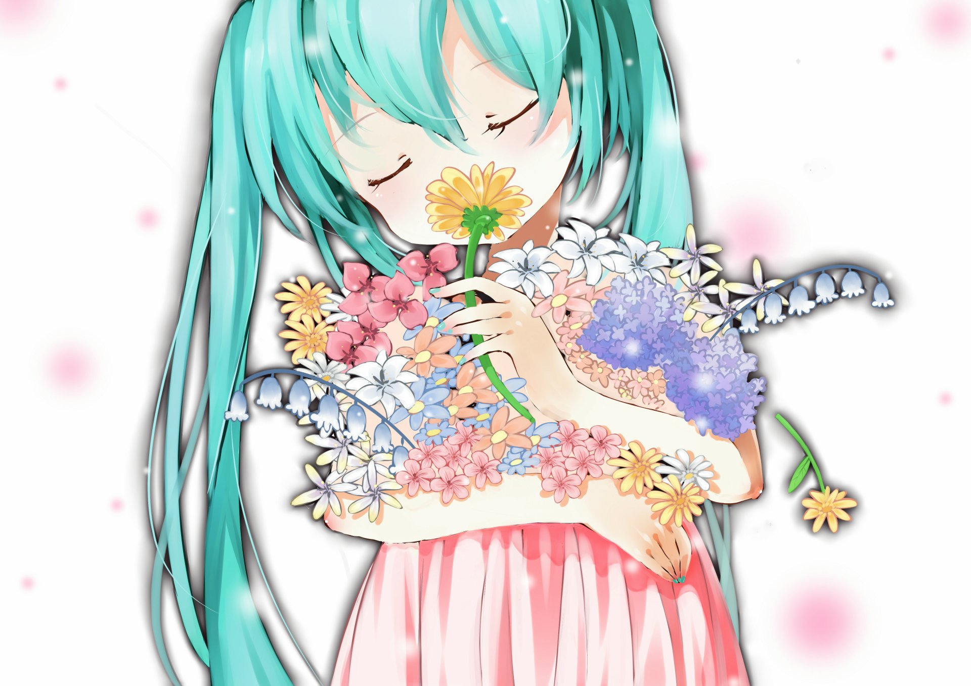 Download Hatsune Miku Flower Anime Vocaloid 4k Ultra HD Wallpaper