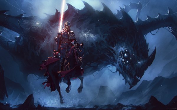 Fantasy Knight Dark Creature Warrior Armor Lance HD Wallpaper | Background Image