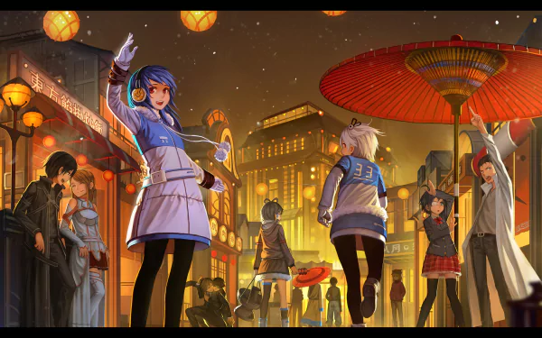 Asuna Yuuki Rikka Takanashi Asuka Langley Sohryu Gintoki Sakata Rintaro Okabe Luo Tianyi Kirito (Sword Art Online) Bili Girl 33 Steins;Gate Vocaloid Sword Art Online Neon Genesis Evangelion Gintama Fate/Zero Anime crossover Kirito And Asuna HD Desktop Wallpaper | Background Image