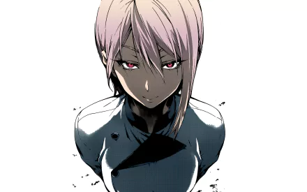 HD anime wallpaper featuring Alice Nakiri from Food Wars: Shokugeki no Soma with intense expression and detailed shading on a white background.