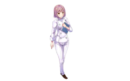 Hisako Arato from *Food Wars: Shokugeki no Soma* is depicted in a stylish HD wallpaper, showcasing her in a chef's uniform with a confident expression.