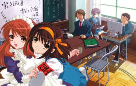 Mikuru Asahina Itsuki Koizumi Yuki Nagato Kyon (Haruhi) Haruhi Suzumiya Anime The Melancholy of Haruhi Suzumiya HD Desktop Wallpaper | Background Image