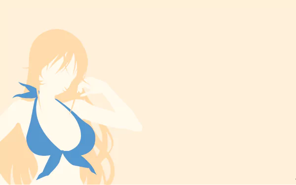 Erina Nakiri from Food Wars: Shokugeki no Soma in a minimalist anime-style 4K Ultra HD desktop wallpaper with soft beige and blue tones.