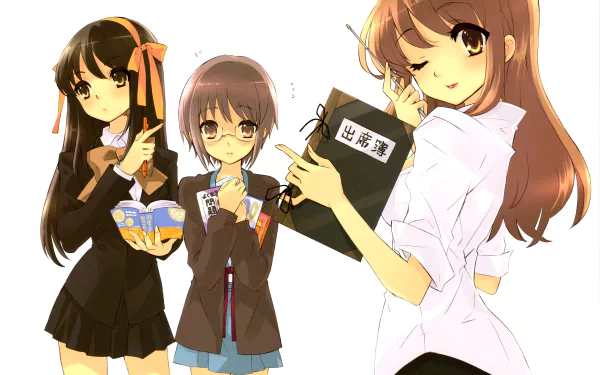 Yuki Nagato Mikuru Asahina Haruhi Suzumiya Anime The Melancholy of Haruhi Suzumiya HD Desktop Wallpaper | Background Image