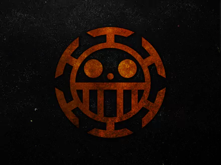 HD PC desktop wallpaper featuring a fiery, stylized emblem from the anime One Piece against a dark textured background.