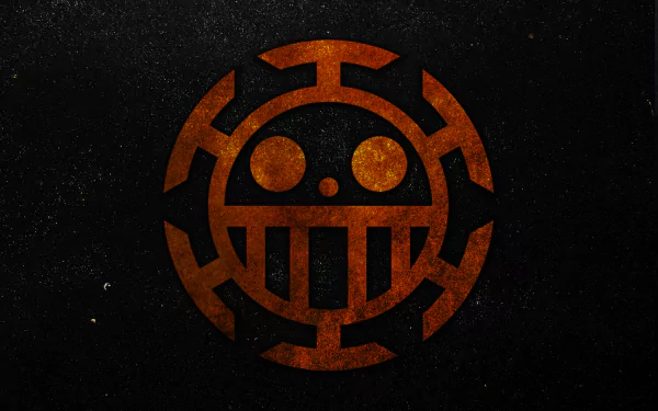 HD PC desktop wallpaper featuring a fiery, stylized emblem from the anime One Piece against a dark textured background.