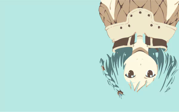HD desktop wallpaper featuring an upside-down character from Patema Inverted against a teal background.