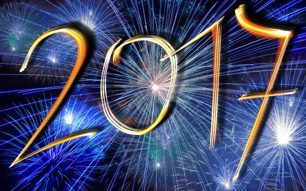 Holiday New Year 2017 New Year Blue Sparkles Fireworks HD Wallpaper | Background Image