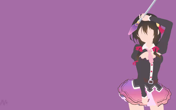 Minimalist 4K Ultra HD anime wallpaper featuring a faceless KonoSuba character against a solid purple background.