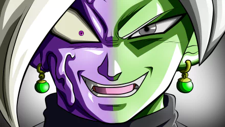 HD desktop wallpaper featuring Zamasu from Dragon Ball Super, depicted with a split face showcasing his dual persona.