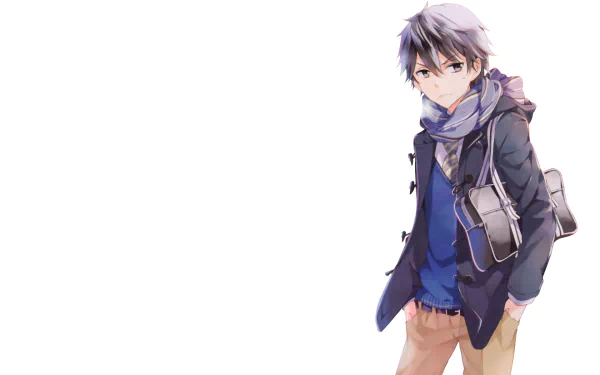 HD desktop wallpaper of Masamune Makabe from the anime Masamune-kun's Revenge, featuring the character in casual attire with a serious expression, set against a plain white background.