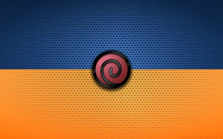 A vibrant HD desktop wallpaper featuring a textured blue and orange background with the iconic Naruto spiral symbol at the center, capturing the essence of the anime series.