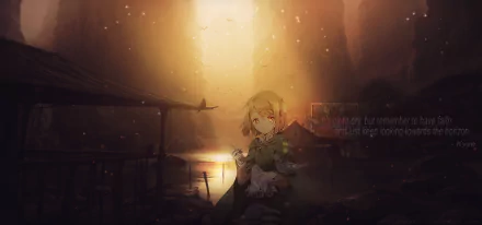 HD PC desktop wallpaper featuring Petra Ral from the anime Attack on Titan, illuminated by warm, golden light in a moody, atmospheric setting.