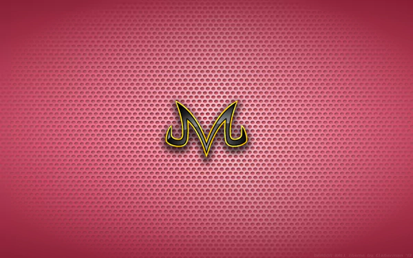 HD Dragon Ball Z anime desktop wallpaper featuring Majin symbol on a textured red background.