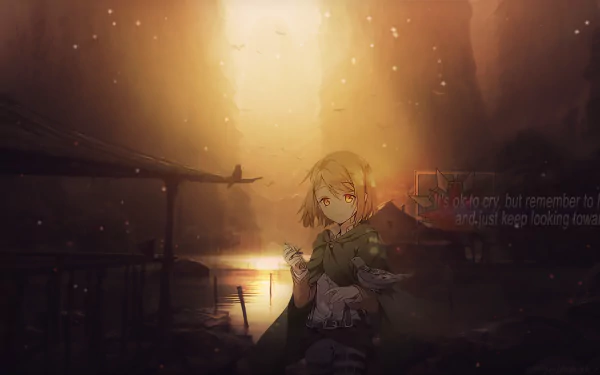 HD PC desktop wallpaper featuring Petra Ral from the anime Attack on Titan, illuminated by warm, golden light in a moody, atmospheric setting.