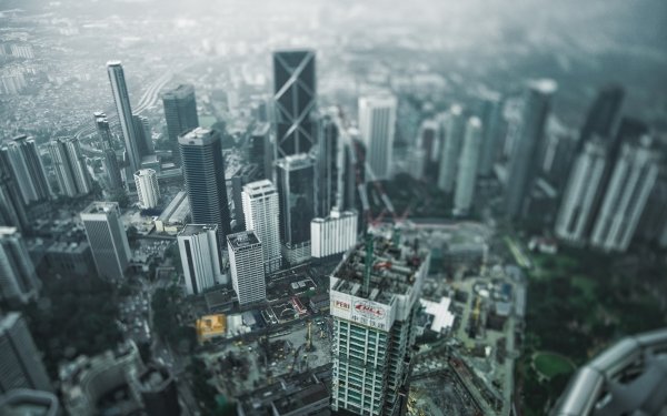 Man Made Kuala Lumpur Cities Malaysia City Aerial Building Skyscraper Depth Of Field Tilt Shift HD Wallpaper | Background Image