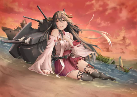 Haruna (Kancolle) Anime Kantai Collection HD Desktop Wallpaper | Background Image