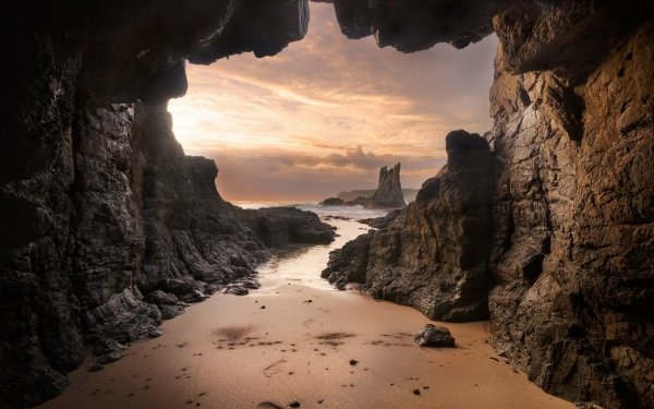 Earth Cave Caves Beach Ocean Sea Horizon HD Wallpaper | Background Image