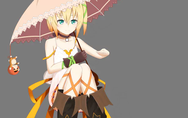 Anime-style character from Tales of Zestiria the X holding a parasol, featured in a 4K Ultra HD PC desktop wallpaper and background.