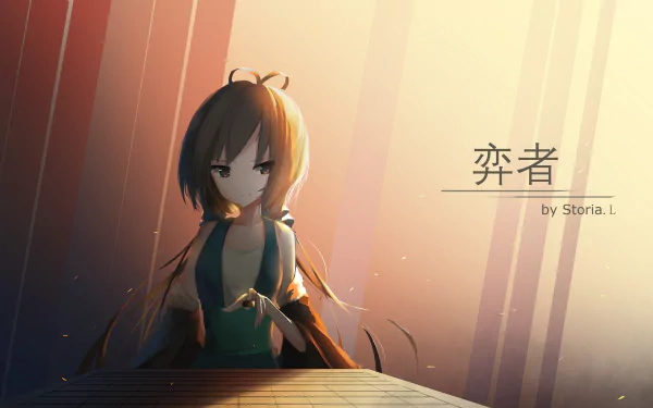 A captivating HD wallpaper featuring Luo Tianyi, an anime Vocaloid character, set against a beautifully lit background that enhances her enigmatic presence.