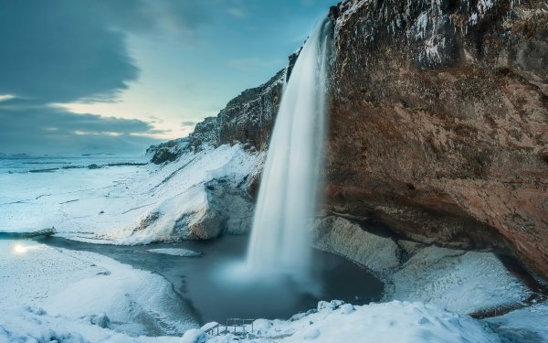 Tierra/Naturaleza Seljalandsfoss Cascadas Naturaleza Paisaje Invierno Snow Cascada Islandia Fondo de pantalla HD | Fondo de Escritorio