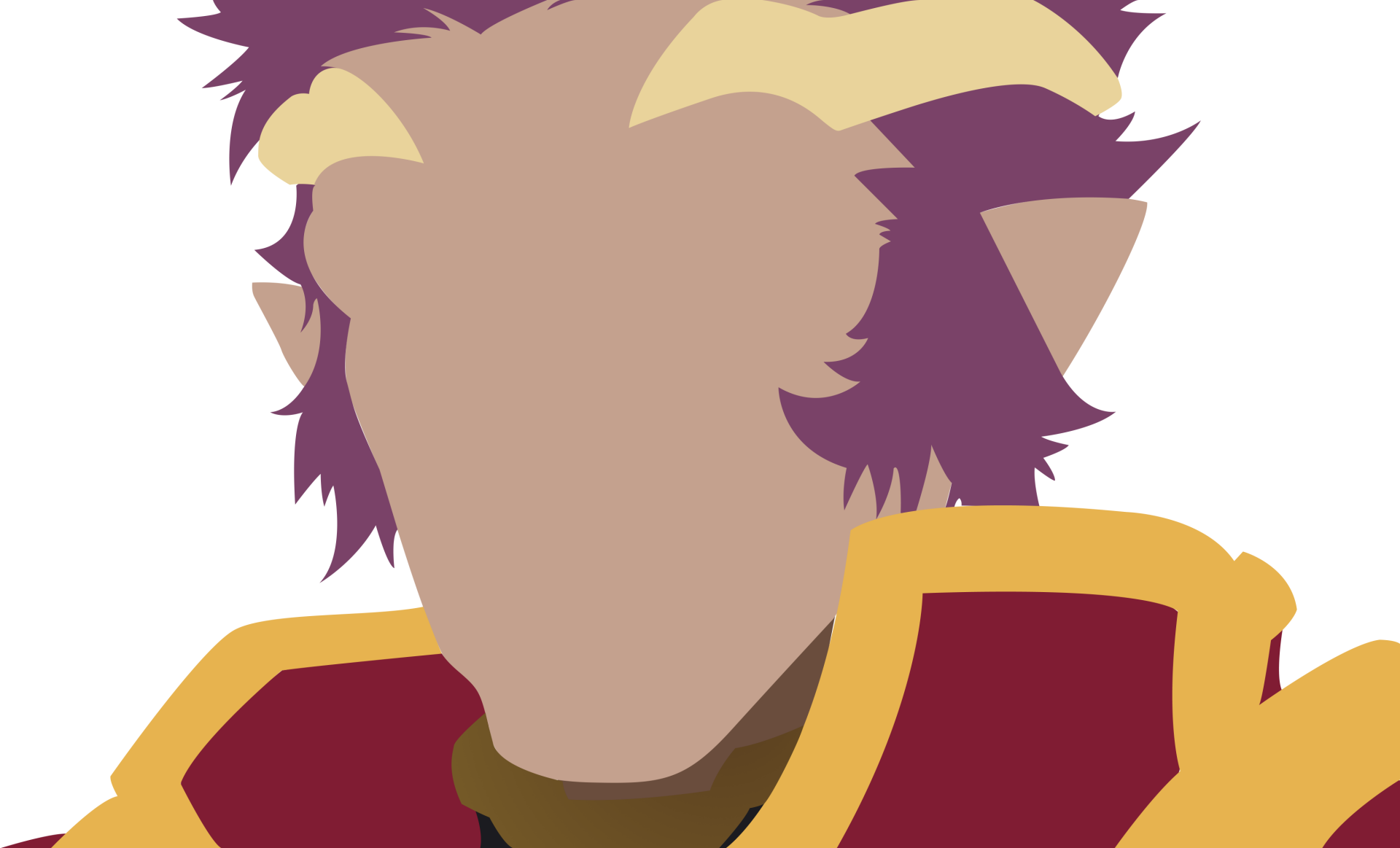 Minimalist HD PC desktop wallpaper featuring Eugene from Sword Art Online in a simplified anime style with bold colors and clean shapes.