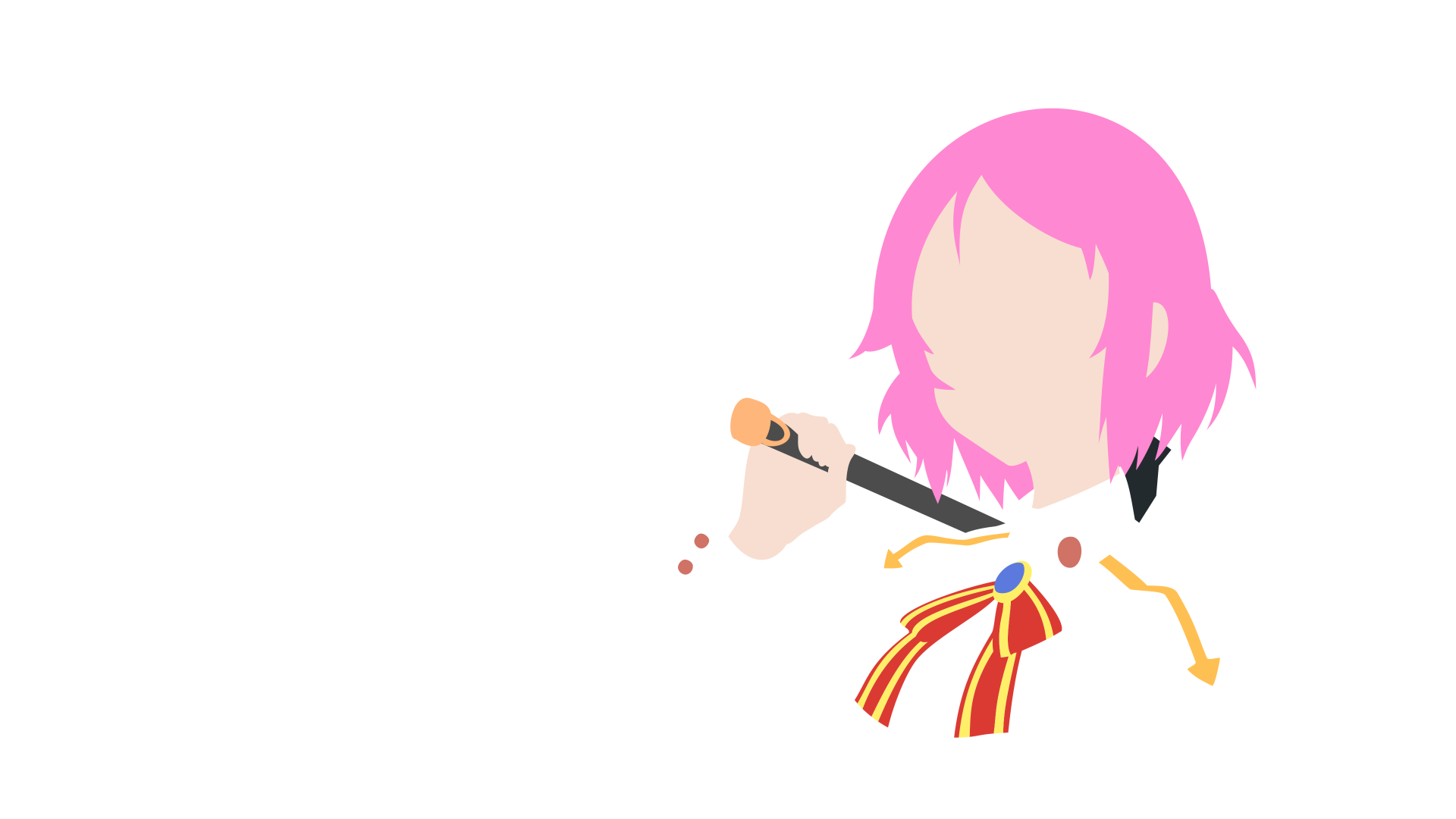 Minimalist 4K Ultra HD PC wallpaper featuring Lisbeth (Rika Shinozaki) from Sword Art Online in a simple anime style with pink hair and detailed bow.