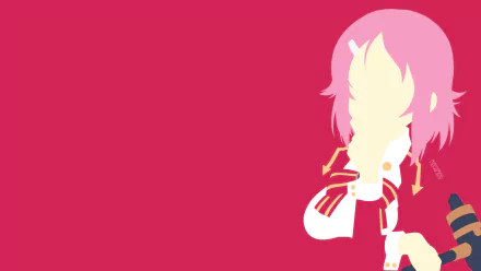 Minimalist HD PC desktop wallpaper of Lisbeth (Rika Shinozaki) from Sword Art Online: pink-haired minimalist anime silhouette on a solid crimson background, positioned at the right edge.