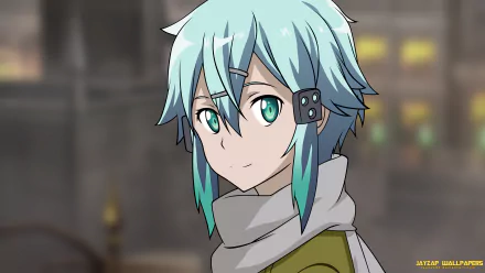 HD desktop wallpaper featuring Shino Asada, also known as Sinon, from Sword Art Online II. The anime character is rendered in high detail, set against a softly blurred background.