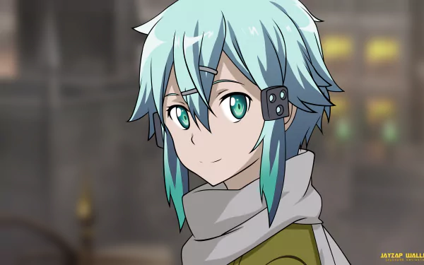 HD desktop wallpaper featuring Shino Asada, also known as Sinon, from Sword Art Online II. The anime character is rendered in high detail, set against a softly blurred background.
