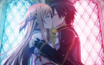 Wallpaper kiss, anime, art, two, Sword art online, Sword Art