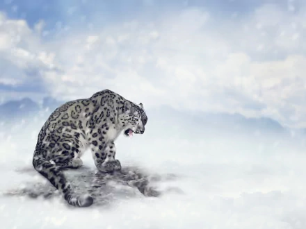 snowfall Animal snow leopard HD Desktop Wallpaper | Background Image