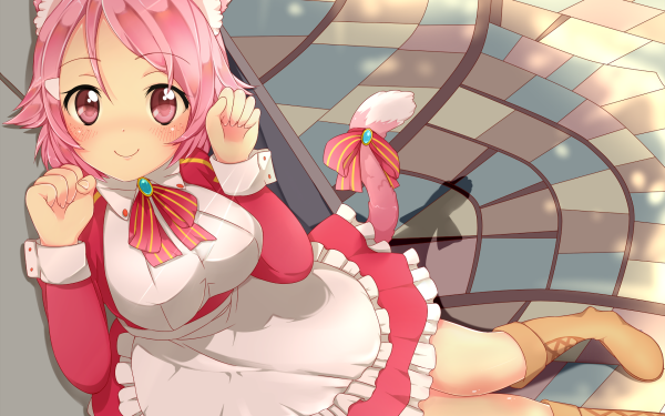 Anime Sword Art Online Lisbeth Maid Blush Pink Hair Pink Eyes HD Wallpaper | Background Image