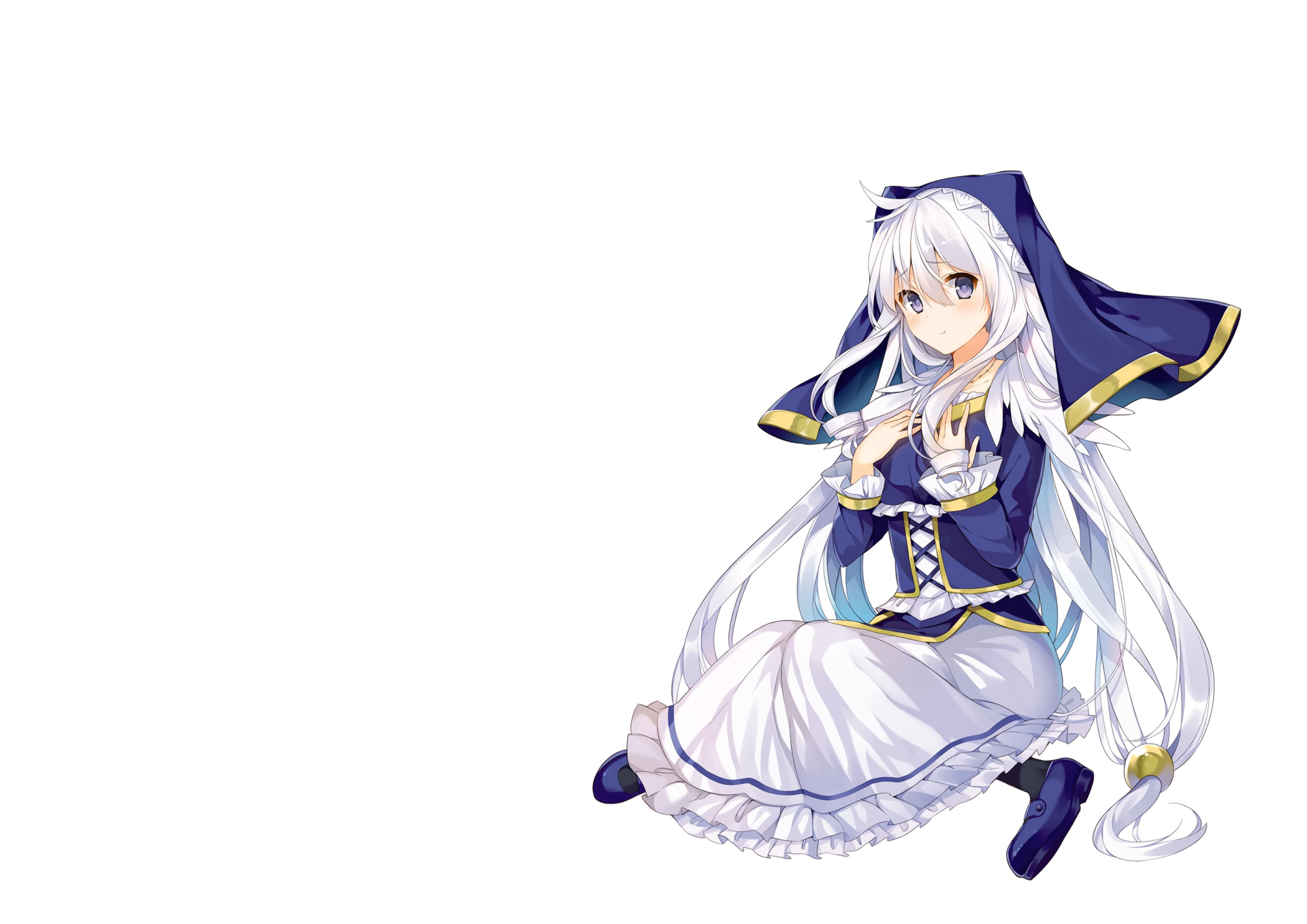 HD PC desktop wallpaper featuring Eris from the anime KonoSuba - God’s blessing on this wonderful world!! against a white background.