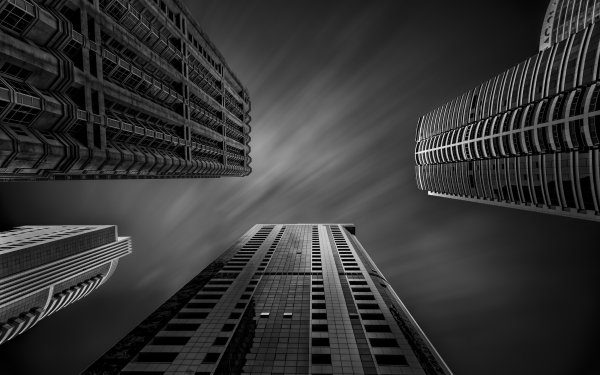 Man Made Skyscraper Building Sky Black & White HD Wallpaper | Background Image
