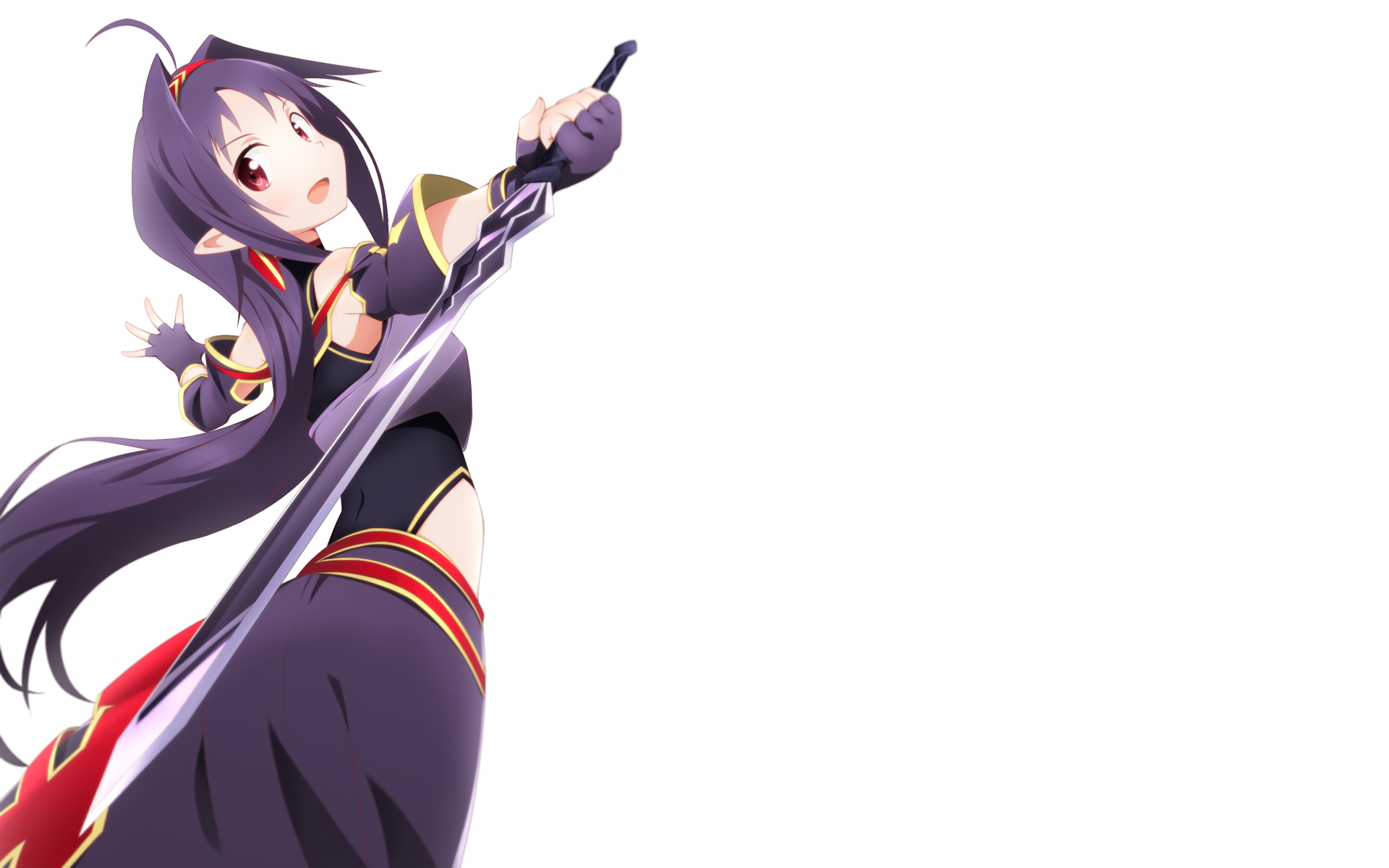 Anime character from Sword Art Online II wielding a sword in dynamic pose, featured in a 4K Ultra HD PC desktop wallpaper and background.