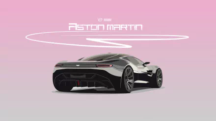 HD desktop wallpaper featuring a sleek Aston Martin vehicle against a gradient pink background, showcasing modern design and sophistication.